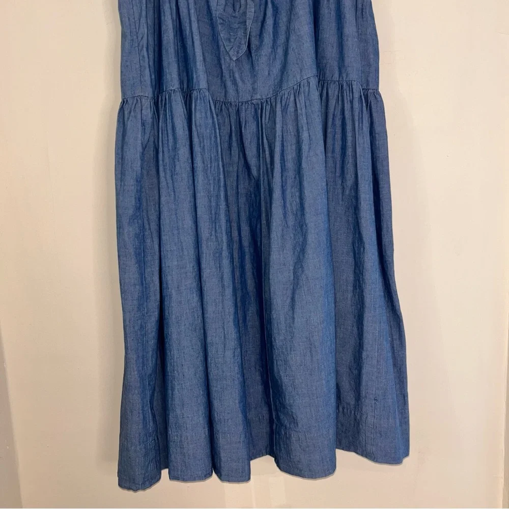 J.‎ Crew Tie Back Tiered Chambray Dress Organic Size 6